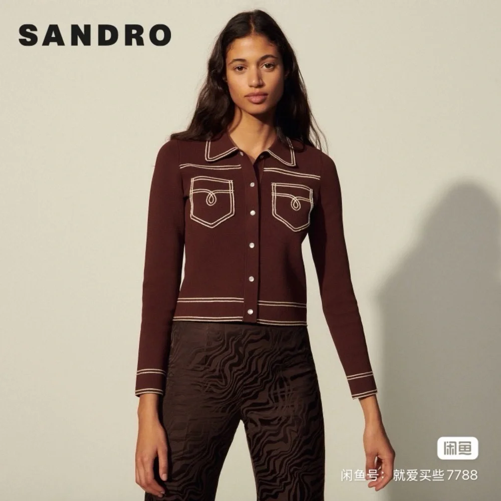Sandro wool Elegant Brown A-Line sets - Picture 4 of 7